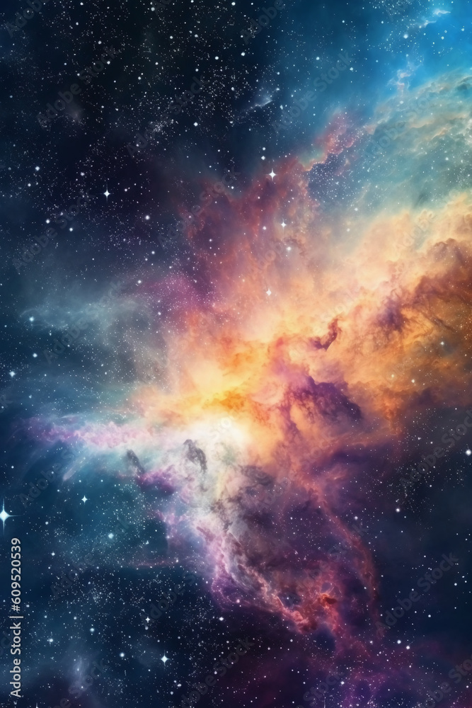 Obraz premium Futuristic future deep space cosmos blowing away. AI generative