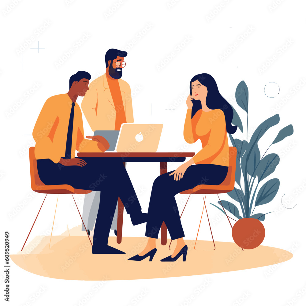 Impressive office manager meeting with colleagues Impressive office manager meeting with colleagues