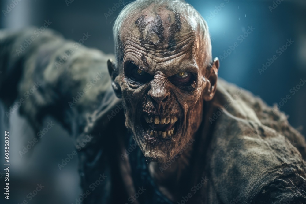 Zombie man or male monster, horror concept. AI generated, human enhanced Zombie man or male monster, horror concept. AI generated, human enhanced