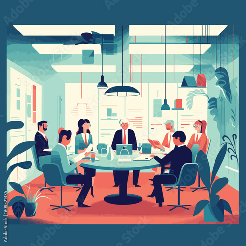 Impressive office manager meeting with colleagues