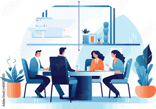 Impressive office manager meeting with colleagues