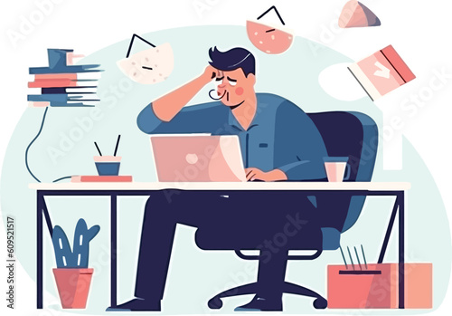 an office worker stressed with work