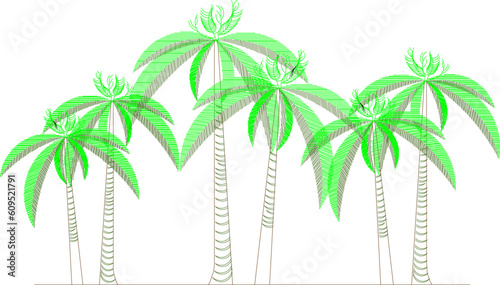 Vector illustration sketch of a forest full of lined trees of various sizes