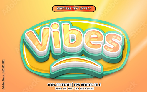 3d vibes summer orange text effect template design
