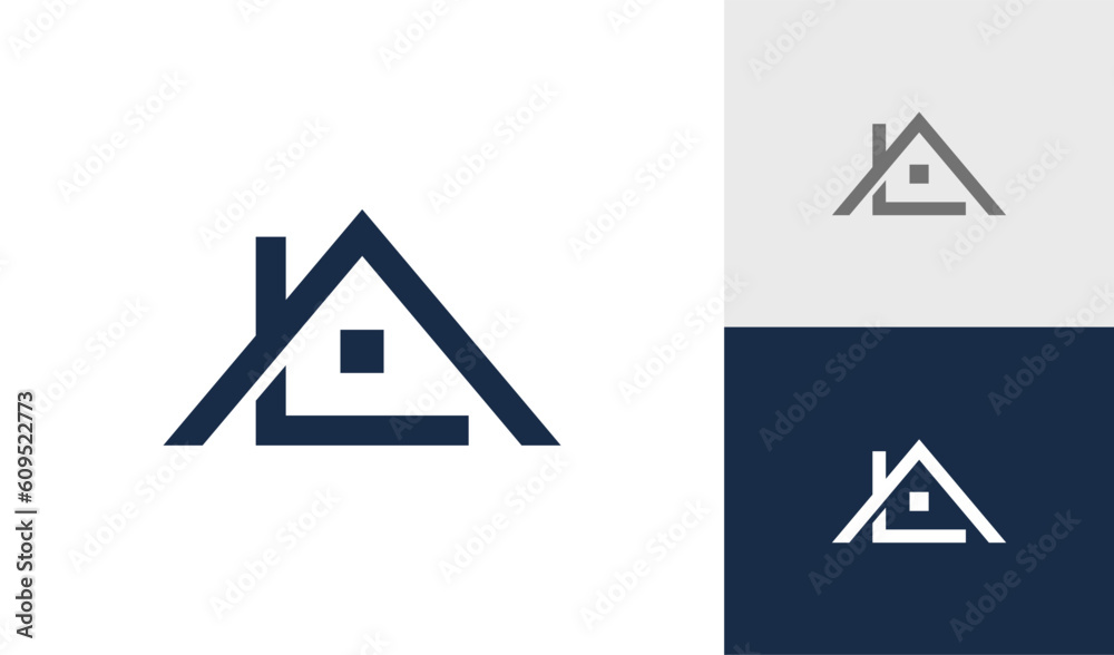 Letter AL initial monogram with house roof logo design Letter AL initial monogram with house roof logo design