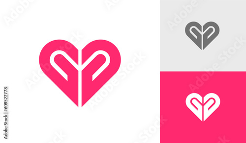 Letter G initial monogram with heart logo design