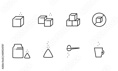 砂糖のイラストセット/甘味料/ブドウ糖/グラニュー糖/ベクター/アイコン