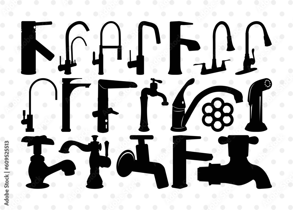 Faucet Silhouette, Faucet SVG, Plumber Svg, Water Tap Svg, Bathroom