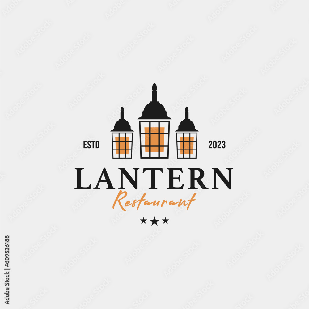 Fototapeta premium Creative lantern post lamp restaurant vintage logo design vector concept illustration idea