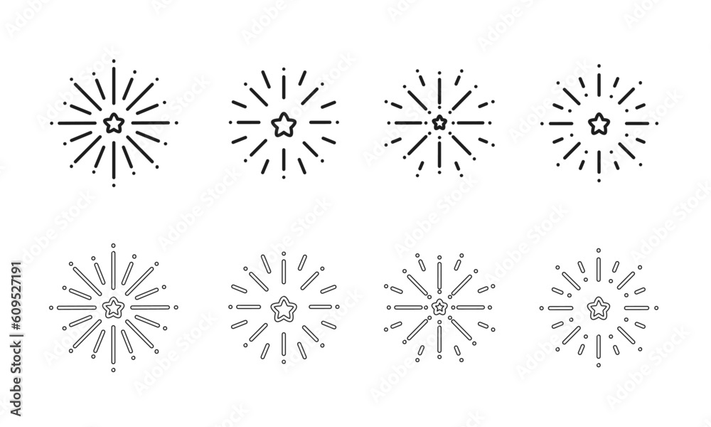 花火のイラストセット/火花/爆竹/クリスマス/新年祝賀/ベクター/アイコン/要素/あしらい/デザイン