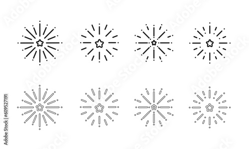 花火のイラストセット/火花/爆竹/クリスマス/新年祝賀/ベクター/アイコン/要素/あしらい/デザイン
