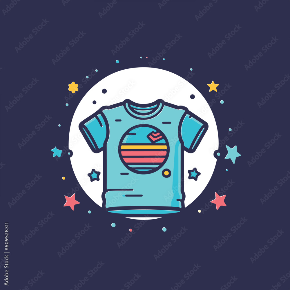 Naklejka premium t-shirt icon illustration. fullcolor design t-shirt. children t-shirt illustration