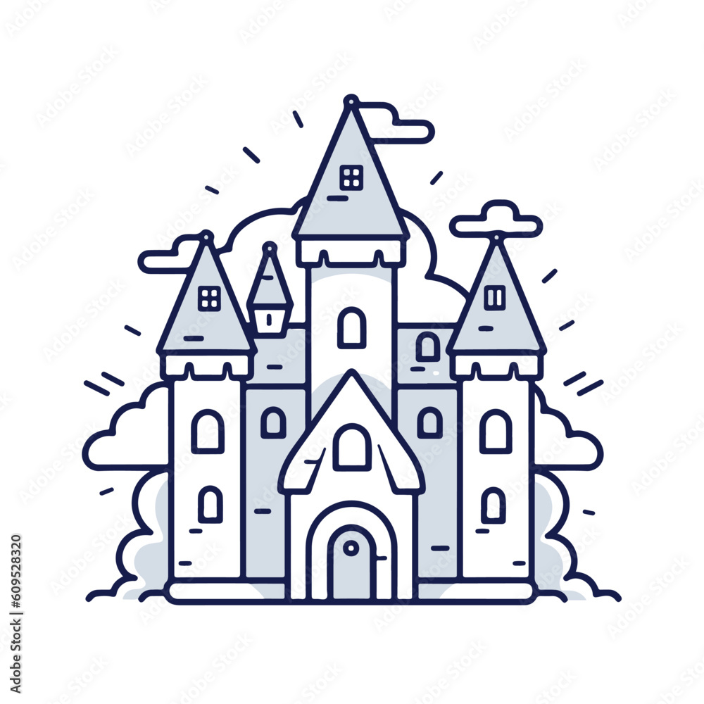kingdom castle clean lineart icon. fantasy kingdom icon illustration