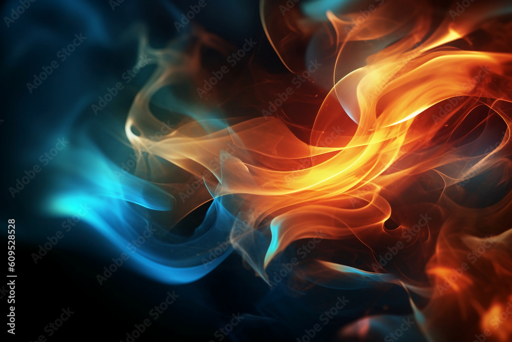 Fototapeta premium Technology and flames abstract graphical. AI generative