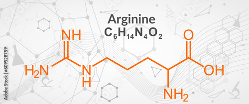 Arginine molecule amino acid chemical skeletal structural formula
