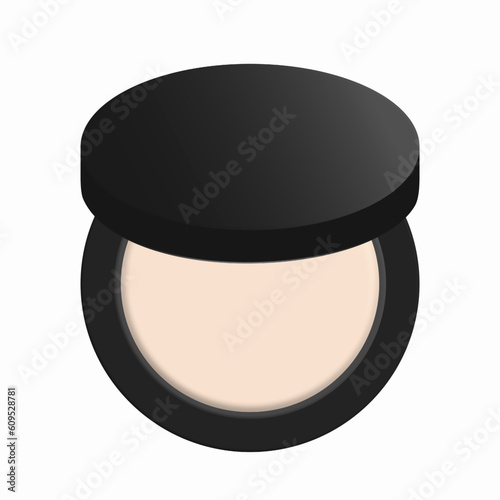Pressed powder in a black case. isolated vector illustration on a white background.