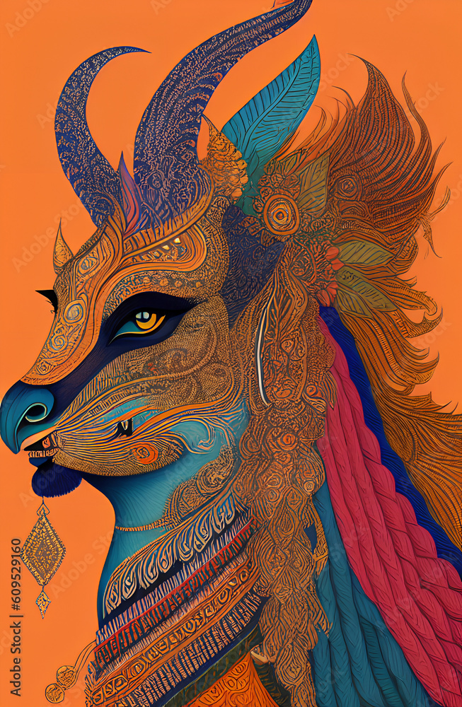 A unique, colorful digital painting of an Anubis head created with generative AI A unique, colorful digital painting of an Anubis head created with generative AI