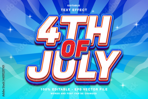 4th of July Independence Day 3D Editable Text Effect