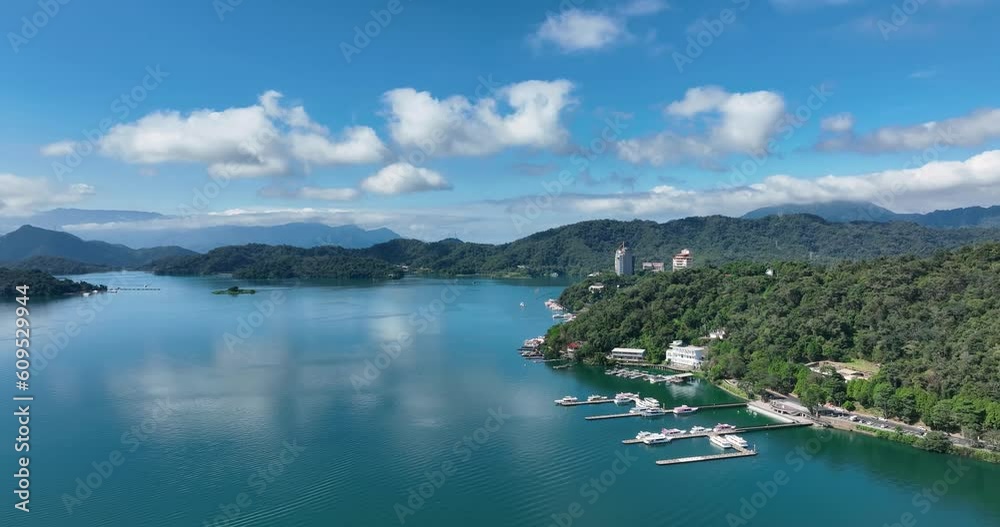 Drone fly over Sun Moon Lake in Nantou of Taiwan Drone fly over Sun Moon Lake in Nantou of Taiwan
