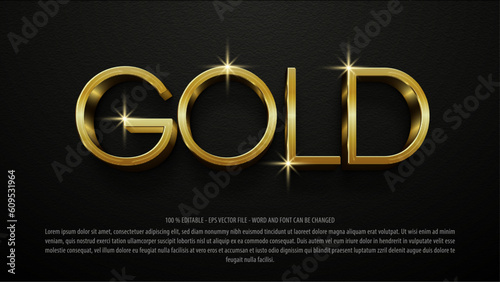 Editable text effect gold style