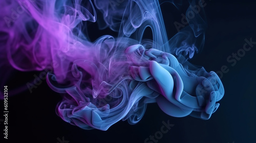Smoke in pink and blue light, ai illustration 