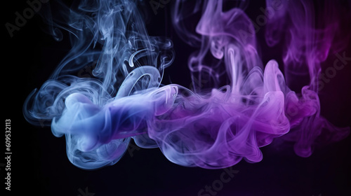 Smoke in pink and blue light, ai illustration 