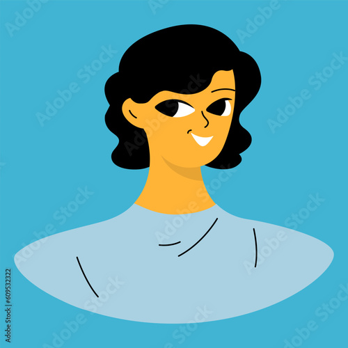 Positive emotions concept. Cartoon cute girlish face