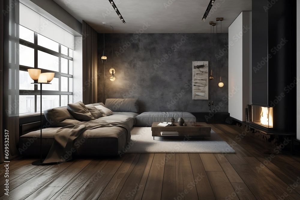 Fototapeta premium minimal intorier bedroom livingroom design give a warm feeling