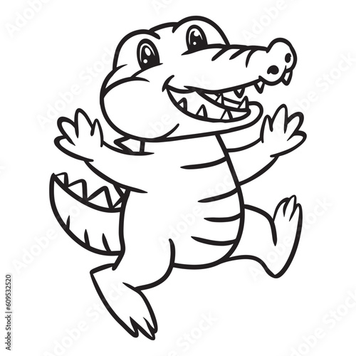Funny Cute Crocodile Kids Coloring Pages Vector