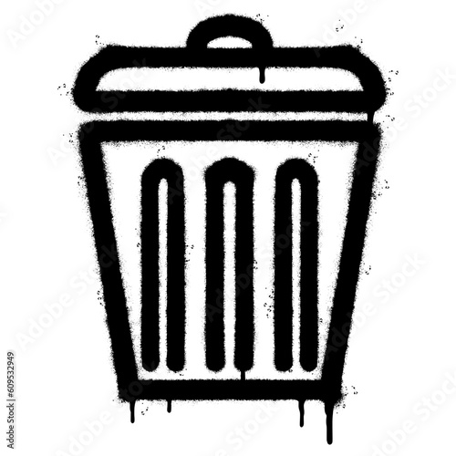 Spray Painted Graffiti trash can icon Sprayed isolated with a white background.