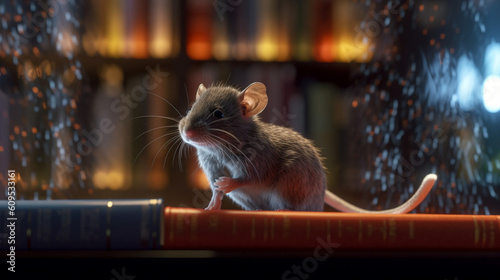 mouse on a library
