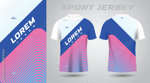blue pink shirt soccer football sport jersey template design mockup