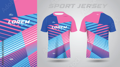 blue pink shirt soccer football sport jersey template design mockup