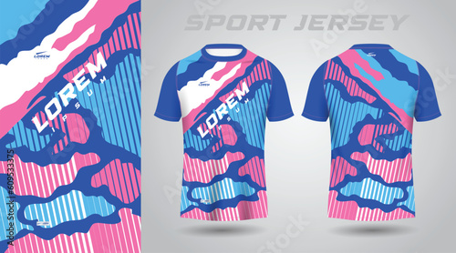 blue pink shirt soccer football sport jersey template design mockup