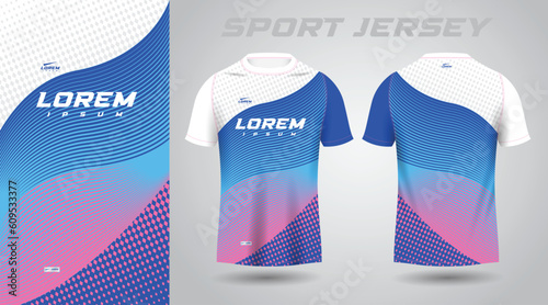 blue pink shirt soccer football sport jersey template design mockup