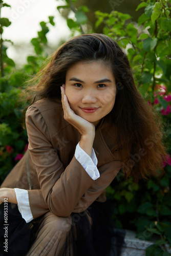 Vietnamese woman in the park during lunchtime in Vietnam.