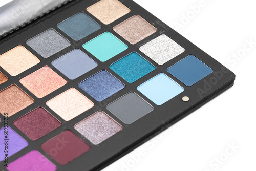Colorful eye shadow palette isolated on white background