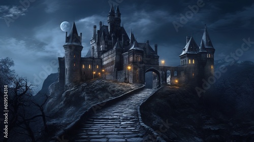 Billede på lærred city castle at night