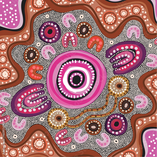 A vector background with aboriginal dot art