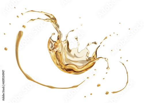 Olive or engine oil splash PNG File , 3D Rendering, 3D illustration