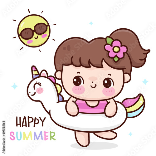 girl with unicorn rubber summer season