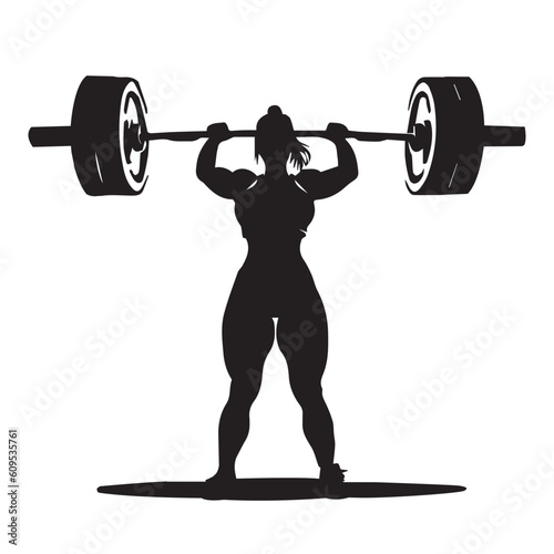 Weightlifter women vector silhouette.