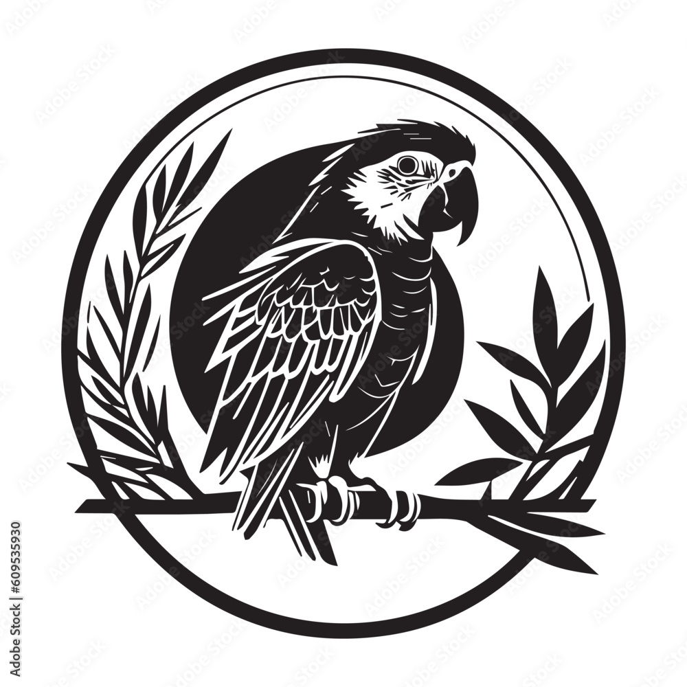 Obraz premium Parrot Logo vector , Parrot Vector Silhouette illustration,