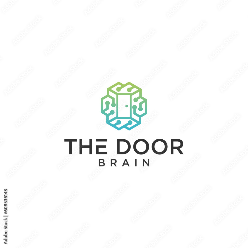 Door and brain logo isolated on white background. Symbol of creativity creative idea thoughts thoughts. Door and brain logo isolated on white background. Symbol of creativity creative idea thoughts thoughts.