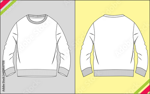 BOYS SWEATSHIRT LONG FULL SLEEVE TECHNICAL FASHION FLAT SKETCH