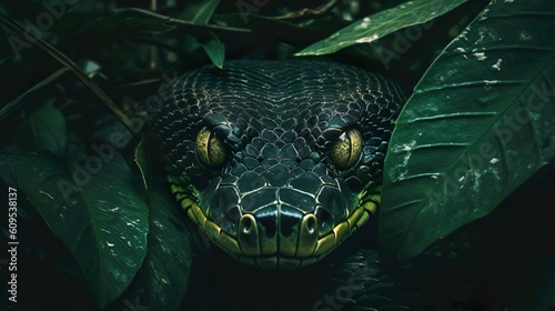 Black Snake, Wild Life Animal national geographic, Close up - AI Generative