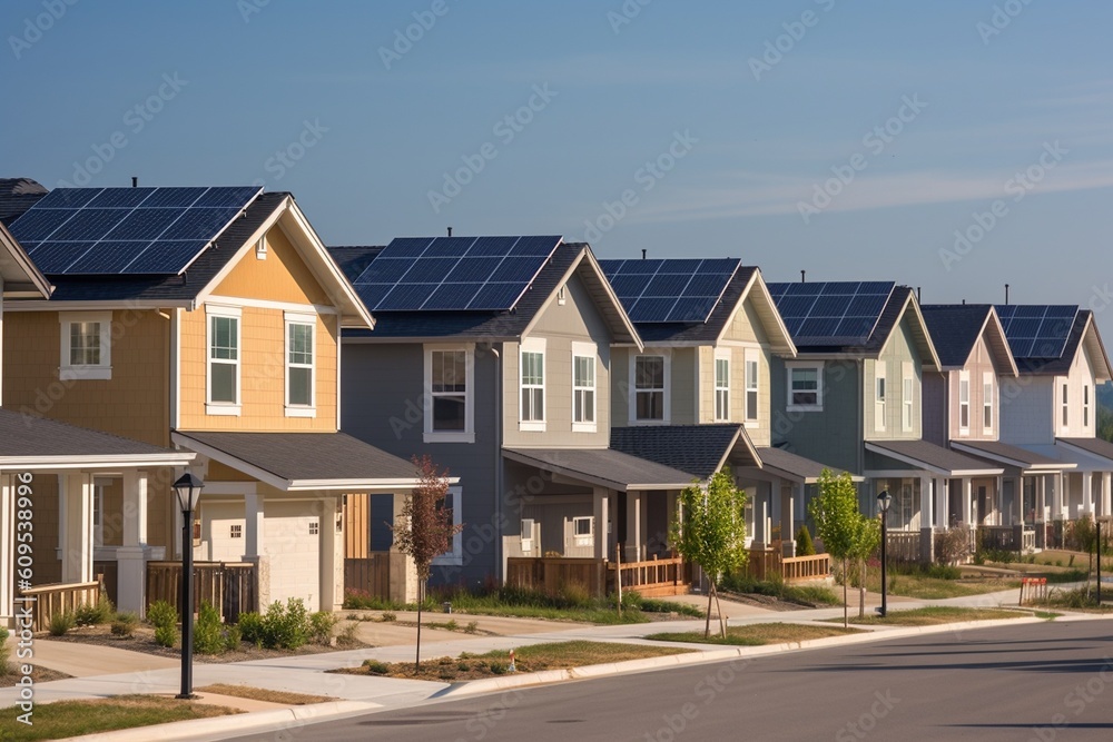 Homes with Solar Panels on the Roof Created with Generative AI Homes with Solar Panels on the Roof Created with Generative AI