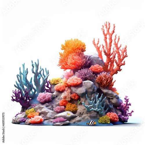 Fototapeta Naklejka Na Ścianę i Meble -  coral reef isolated on white background, generative AI