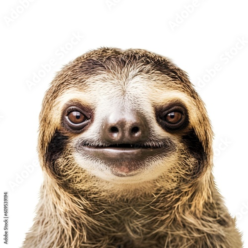 sloth face shot , isolated on white background, generative AI © Saqlain