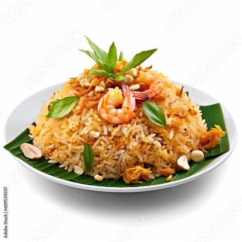 Thai food - pad Thai , isolated on white background, generative AI